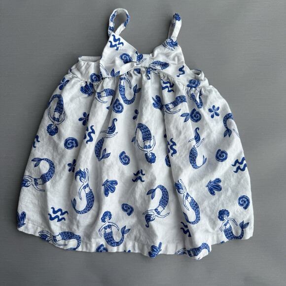 Old Navy Mermaid Textured Bow Tie Dress Toddler Girls 2T Linen Blend Sleeveless - Picture 2 of 8